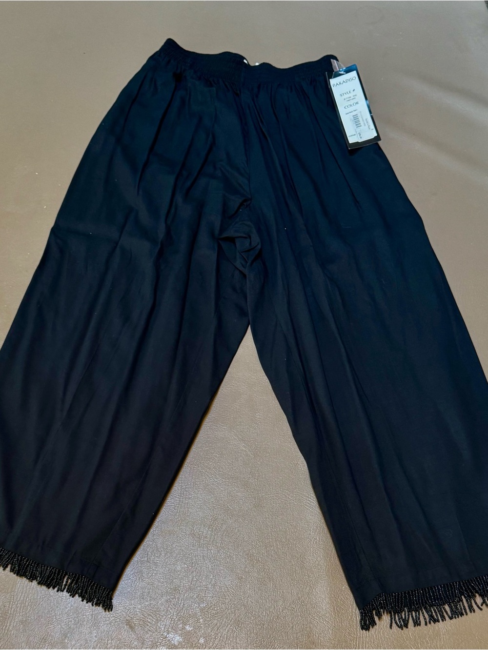 Paradiso lightweight pant with beaded fringe trim.  Size L